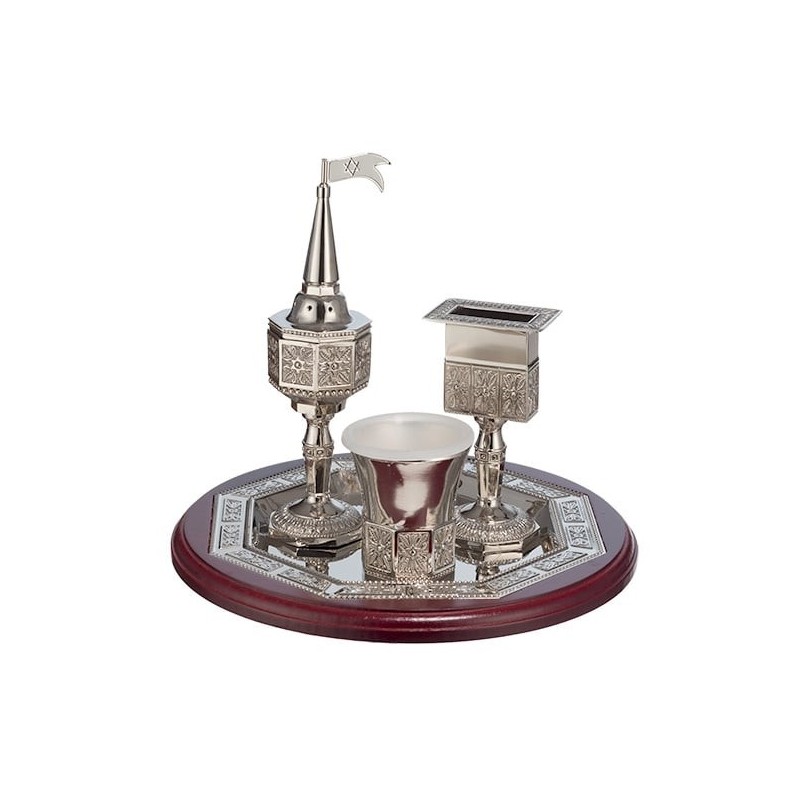 Nickel and Wood Havdala Set